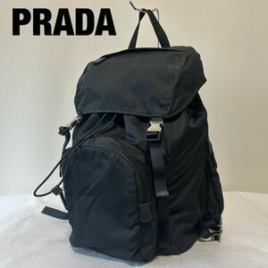 AA0027★20 高級 PRADA プラダ メンズ 三角ロゴ プレート テスートナイロン ボディーバッグ デイ リュック 黒 銀 2VZ135 ネロ デイパック