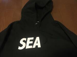 即決!!黒XL 初期ロゴ WIND AND SEAパーカーWDSウィンダンシーSEA(small) HOODIEプルオーバーPULLOVER SWEATスウェット オーバーサイズLL