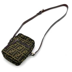 1円 美品 FENDI フェンディ ズッカ柄 ズッカ ナイロンキャンバス ミニショルダーバッグ クロスボディ ポシェット ヴィンテージ