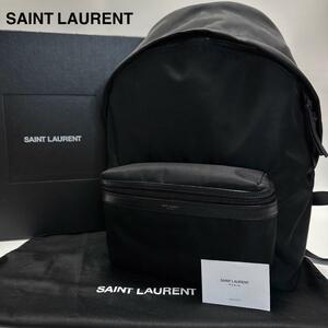 f07【極美品】付属品完備　サンローラン　パリ SAINT LAURENT PARIS　シティ　ナイロン　ブラック　黒　リュック　バックパック　 A4可