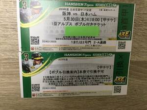 阪神タイガース　甲子園チケット　ボブル付きチケット