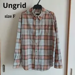 【美品】 Ungrid　アングリッド　リネン混ルーズチェックシャツ　size F