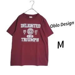 oblo design ☆ えんじ 英字プリント 半袖 Tシャツ M カジュアル