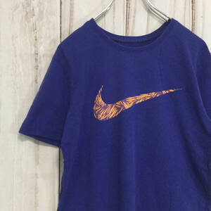 【ナイキ 半袖ビッグロゴTシャツ】ビッグスウッシュ L 青 NIKE 古着 [240613-021]