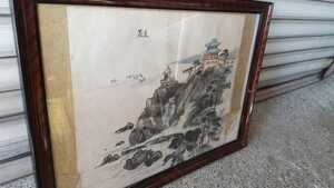 中国 肉筆 古い 風景画 山水画 水彩画