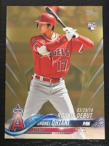 ◆TOPPS MLB 2018 UPDATE #US285 大谷翔平／SHOHEI OHTANI［LOS ANGELES ANGELS］2018枚限定 GOLD パラレル版 ルーキーカード「RC」◆