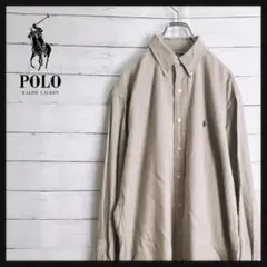 90s ラルフローレン　RalphLauren 長袖シャツ　ベージュ　秋冬　M