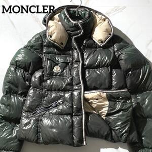 希少サイズ２★MONCLER モンクレール★フード付きダウンジャケット★QUINCY クインシー★カーキ　ダークグリーン