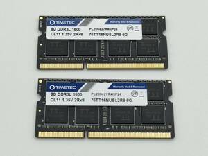 ノートパソコンメモリ 16GB（8GB×2枚） TIMETEC DDR3L 1600 