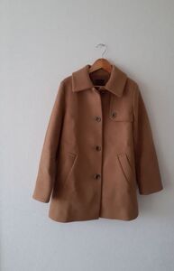 Demi-Luxe BEAMS◆ベージュ ウール シングル ステンカラーコート ジャケット◆36サイズ