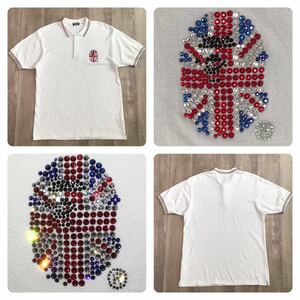 ★XXL★ スワロフスキー BAPE HEAD ポロシャツ a bathing ape swarovski ラインストーン エイプ ベイプ アベイシングエイプ NIGO 2XL y7