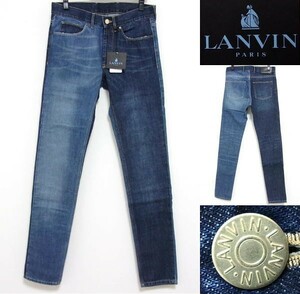 ランバン■LANVIN PARIS■5 POCKETS SKINNY MIX MAT HEM LINE 16 CM■スキニーデニム■クレイジーパターン■ボタンフライ■新品■31