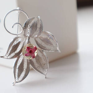 AG21 Retro Watar Flower Motif Brooch レトロ 水中花 フラワー デザイン シルバーカラー ブローチ