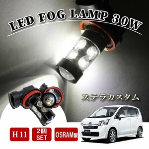 ステラカスタム LA100F LA110F H16 H8 LED フォグランプ 60W LEDバルブ バルブ 後付け LEDフォグランプバルブ カスタム パーツ フォグライ