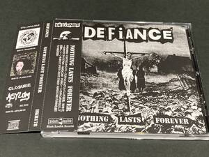 輸入盤帯付CD　 DEFIANCE/NOTHING LASTS FOREVER ２０２２年盤　PDX HARDCORE PUNK　９９年アルバム