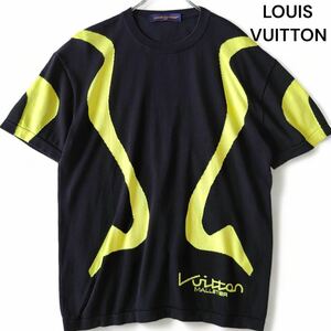 ほぼ未使用 L相当◎LOUIS VUITTON SPORTY LINE 半袖 サマーニット Tシャツ ルイヴィトン メンズ ブラック セーター 23SS カットソー