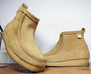 【数回履き程度/SSZ別注】Clarks/クラークス ワラビー ペコスブーツ UK61/2G 25.5cm相応 サンドベージュ スエード