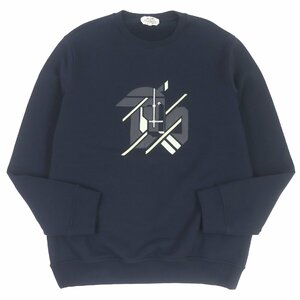 極美品□HERMES エルメス 23SS シュヴォー・アン・シンメトリー ホース ラムレザーパッチ スウェット ダークネイビー XL イタリア製 正規品