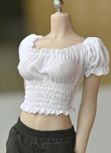 特価中送料84円)白 1/6 女性 パフスリーブ Tシャツ JIAOUDOLL TBleague phicen 対応(検 DAMTOYS VERYCOOL ホットトイズ JIAOU DOLL 服