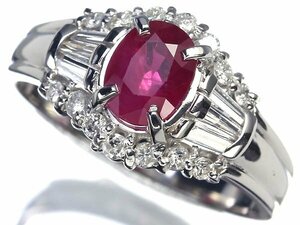 KI12164SS【1円～】新品仕上【RK宝石】≪RUBY≫ 濃厚カラーの輝き!! 極上ルビー 大粒1.08ct!! 極上ダイヤモンド Pt900 高級リング ダイヤ