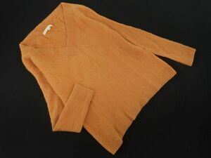 NATURAL BEAUTY ナチュラルビューティー ウール100% Vネック ニット セーター size38/オレンジ ◇■ ☆ dic6 レディース