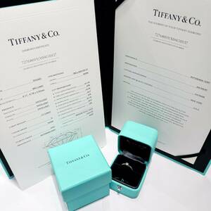 TIFFANY&Co. ティファニー【売り切り！】天然ダイヤモンド 0.27ct Pt950 プラチナ 約8号 鑑別書・箱付 結婚指輪 リング ブランドジュエリー