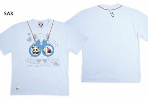 のぞき見パンダ半袖Tシャツ◆PANDIESTA JAPAN サックスMサイズ 554357 パンディエスタジャパン ユニセックス