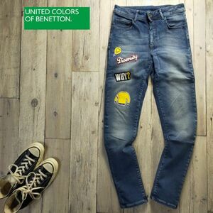 ☆BENETON JEANS ベネトン ジーンズ☆ストレッチ USED加工 SLIM デニム パンツ スキニー W28 S920