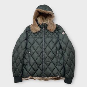 〈幻の最高傑作/美品〉MONCLER モンクレール BASTOGNE バストーニュ ラビットファー リバーシブル ダウンジャケット サイズ6 4XL グリーン