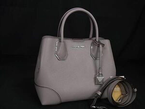 1円 ■美品■ MICHAEL KORS マイケルコース レザー 2WAY ショルダーバッグ ハンドバッグ 斜め掛け レディース グレー系 FD0368