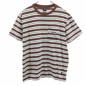 ハフ ボーダー柄 半袖 Tシャツ M ブラウン系 HUF メンズ