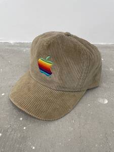 超希少！美品！USA購入！80s 90s APPLE アップル ６パネルCAP キャップ 企業ロゴ コーデュロイ スナップバック 刺繍ロゴ