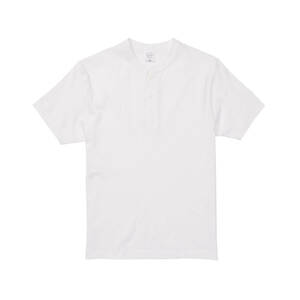 5004-01 5.6オンス ヘンリーネック Tシャツ UnitedAthle ユナイテッドアスレ ホワイト L 新品 送料無料