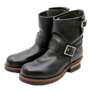 REDWING レッドウィング US7D 25cm ショートエンジニアブーツ 2976 2008年製 プルオンブーツ スチールトゥ ブラック クローム 35003647