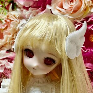 CALEN Punch★MDD DD SDサイズヘッド向け　ヘアアクセサリー2個セット　ふわふわ白の天使の羽根左右セット　ヘアクリップ