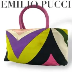 EMILIO PUCCI エミリオプッチ　ハンドバッグ　総柄　カラフル　黒　黄色