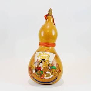 甲MJ19237　美品　状態良好　クリーニング済　高さ:約50cm　大サイズ　ひょうたん　置物　オブジェ　縁起物　七福神絵図　商売繁盛　瓢箪