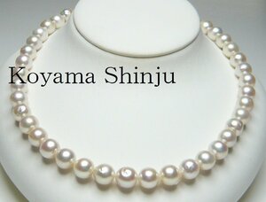 新品★小山真珠★１円～ボリューム満点！絶品カラー！特大9.5-10.0mm！あこや本真珠パールネックレス