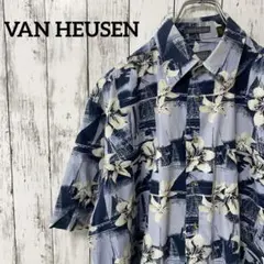 VAN HEUSEN アロハシャツ ハワイアンシャツ 花柄 半袖シャツ M