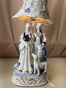 CERAMIC FIGURINE LAMP 8501A 陶器製アンティークランプ　1991年製　点灯確認済