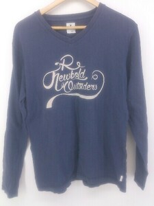 ◇ R.NEWBOLD アール ニューボールド ロゴ Vネック 長袖 Tシャツ カットソー サイズ L ネイビー メンズ P