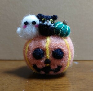 羊毛フェルト ハロウィン カボチャ 黒猫 オバケ Halloween ハンドメイド