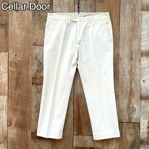 【美品】Cellar Door セラドール コットン テーパード スラックス パンツ 48 ホワイト トゥモローランド取扱