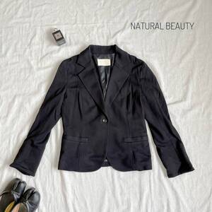 美品☆厳選　定番カジュアル♪　定価2万　ナチュラルビューティー　NATURAL BEAUTY　テーラードジャケット　ブラック　L