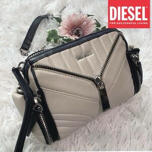 DIESEL【本革:レザー/2way◆ショルダーバッグ/ポシェット】廃盤 希少色 LE-ZIPPER V 肩掛け 斜め掛け キルティング レディース ディーゼル