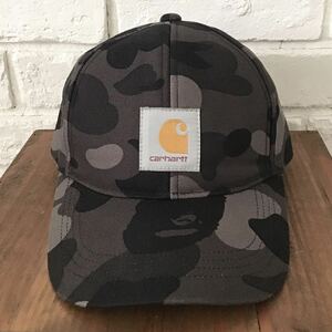 ★美品★ carhartt × bape スナップバック キャップ black camo カーハート a bathing ape エイプ ベイプ cap 帽子 trucker hat nigo j66