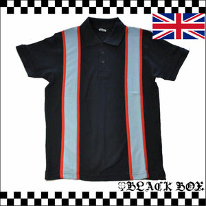 英国 インポート RELCO LONDON レルコ ロンドン 3つボタン ライン ポロシャツ MODS モッズ スキンズ PUNK パンク UK イギリス GB NAVY L