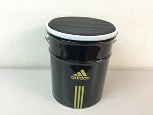 ★ アディダス adidas グッズ 缶 空き缶 収納 小物入れ スツール 椅子 イス クッション 蓋付き / コレクション 缶BOX ブラック 黒 ①