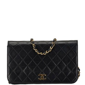 シャネル マトラッセ ココマーク プッシュロック チェーン ショルダーバッグ ブラック レザー レディース CHANEL 【中古】