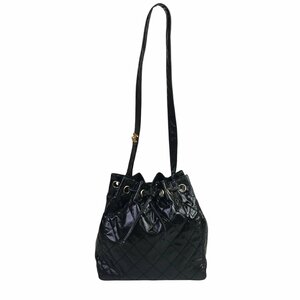 【1円～】シャネル CHANEL バッグ ショルダーバッグ マトラッセ エナメル ブラック ゴールド金具 中古